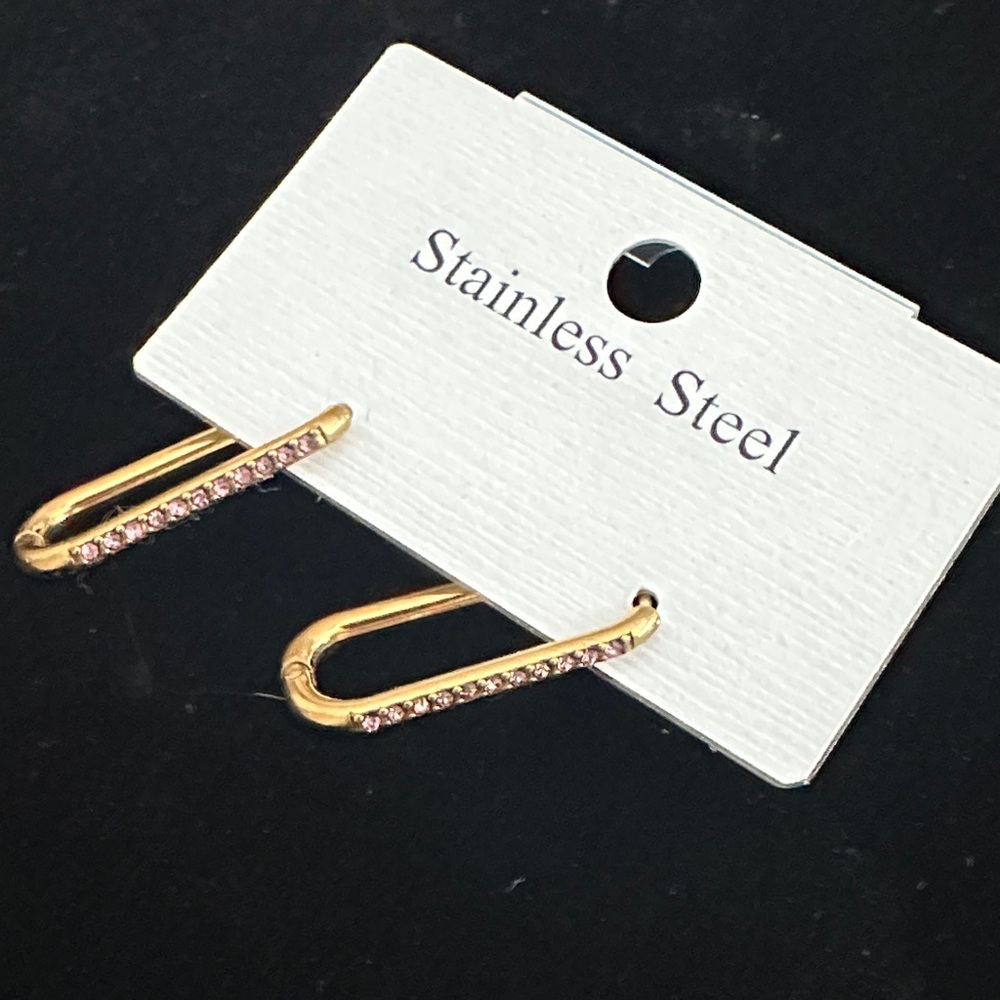 👑Gold and Pink Stainless Steel Earrings